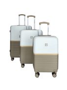 Set troler din 3 piese cu 4 roți, bej-alb - Enrico Benetti Princetown